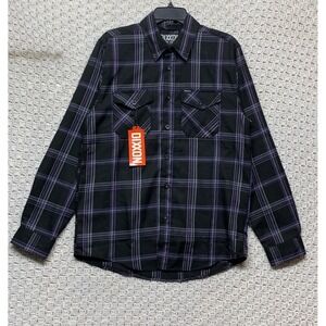 NWT Dixxon Flannel Shirt Mens‎ M Plaid  Black Purple Limited Edition